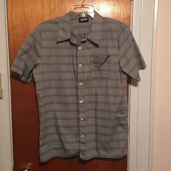 Gray Vans Short Sleeve Button Up Shirt (S) - Picture 1 of 4
